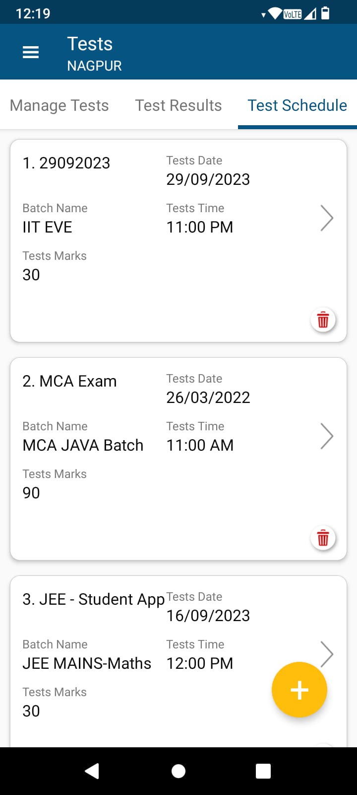 Test Schedule