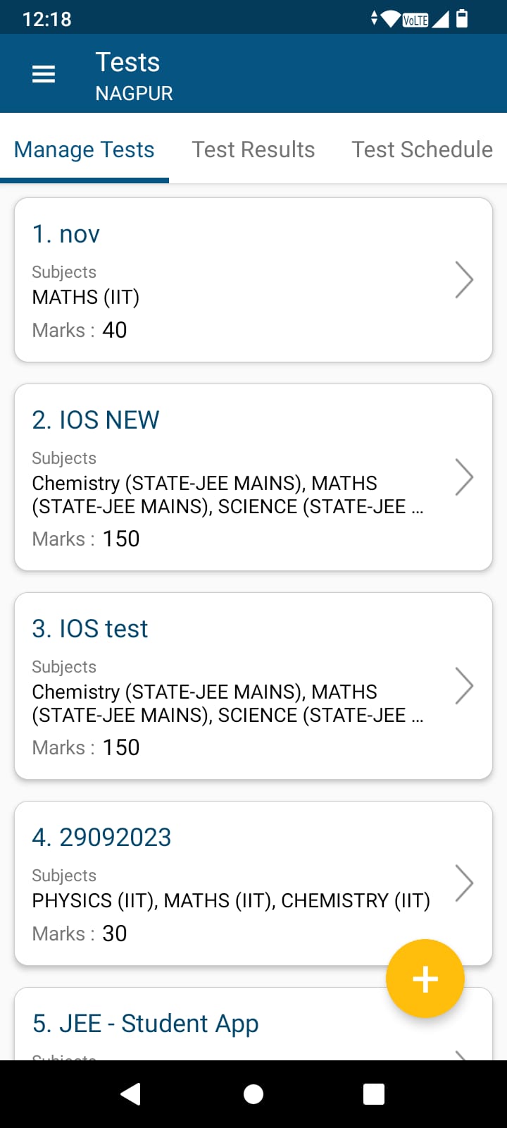 Tests List